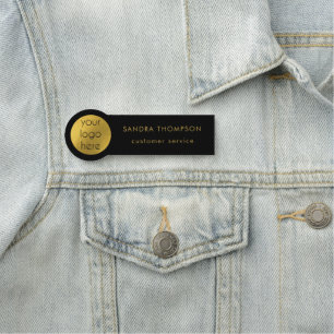 Black & Gold Employee Name Business Logo Name Tag