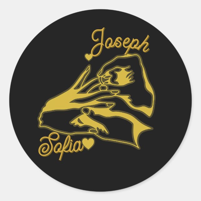 Black Gold Engagement Envelope Seal Sticker (Front)