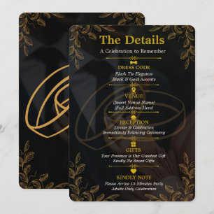 Black Gold Engagement Invitation Details Card