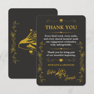 Black Gold Engagement Thank You Card