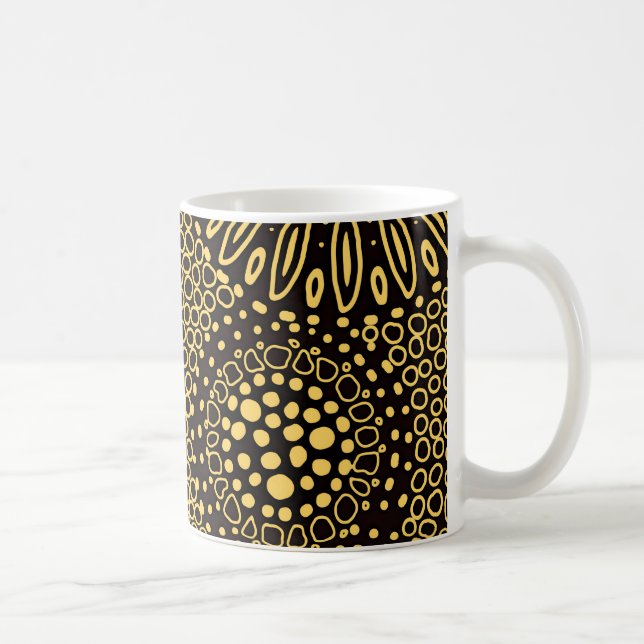 Black Gold Ethnic Floral Pattern Coffee Mug (Right)