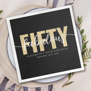 Black Gold Fabulous Fifty Birthday Party Napkin