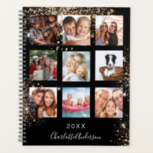 Black gold family photo collage 2026 planner