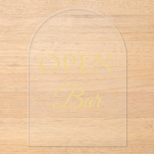 Black & Gold Faux Foil Arch Acrylic Open Bar Sign  Acrylic Invitations