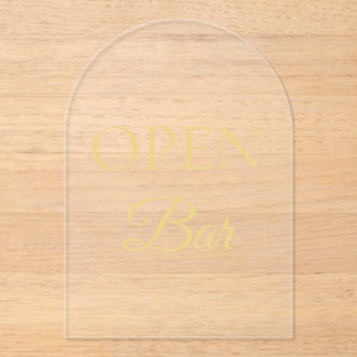 Black & Gold Faux Foil Arch Acrylic Open Bar Sign  Invitations