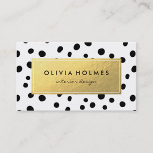 Black & Gold Faux Foil Dot Pattern Business Card