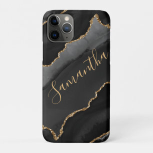 Black & Gold Faux Glitter Agate Case-Mate iPhone Case