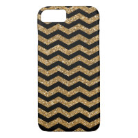 Black Gold Faux Glitter Chevron