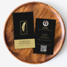 Black & Gold Feather Design Notary QR Code