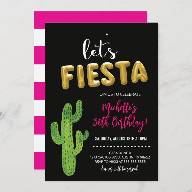 Black & Gold Fiesta Invitation (Front/Back)