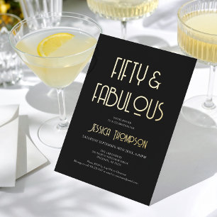Black Gold Fifty and Fabulous Modern 50th Birthday