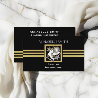 Black Gold Figure Skating / Ice Skating Instructor Business Card