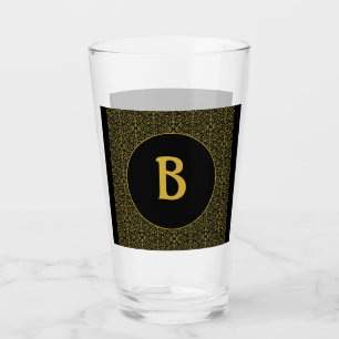 Black & Gold Filigree Monogram Personalised Glass