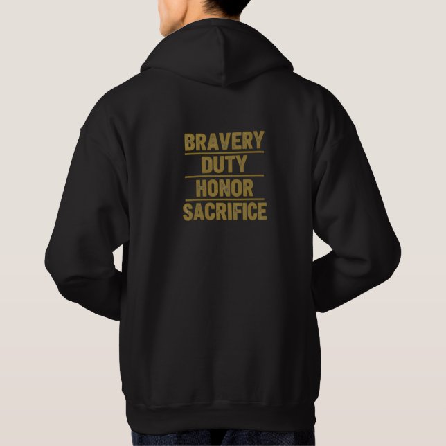 Black & Gold Firefighter Honor Hoodie (Back)