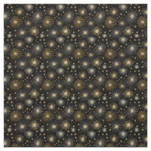 Black Gold Fireworks Night Sky Celebration Fabric