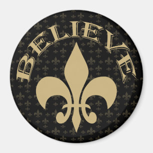 Black Gold Fleur de Lis Believe Magnet