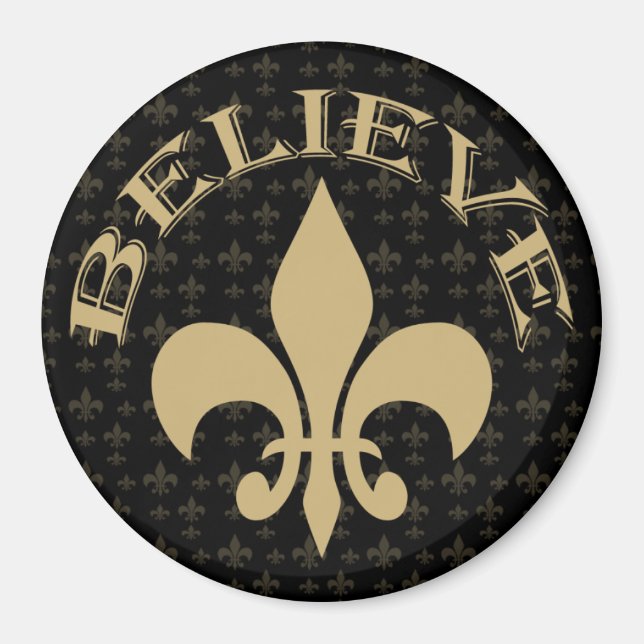 Black Gold Fleur de Lis Believe Magnet (Front)