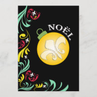 Black Gold Fleur de Lis Christmas Party Invitation