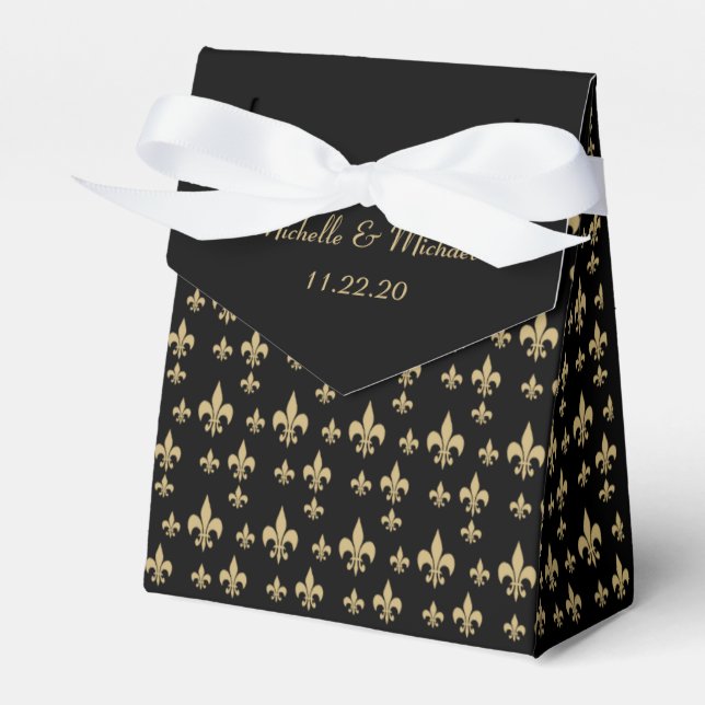 Black Gold Fleur de Lis Favour Box (Front Side)