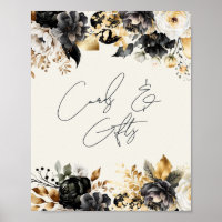 Black Gold Floral 60th Birthday Cards Gifts Poster