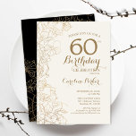 Black Gold Floral 60th Birthday Party Invitation<br><div class="desc">Black Gold Floral 60th Birthday Party Invitation. Minimalist modern design featuring botanical outline drawings accents and typography script font. Simple trendy invite card perfect for a stylish female bday celebration. Can be customized to any age. Printed Zazzle invitations or instant download digital printable template.</div>