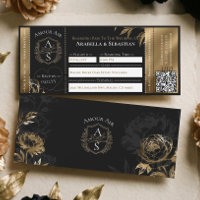 Black Gold Floral Boarding Plane Ticket Wedding