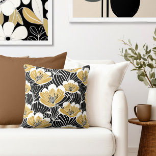 Black Gold Floral Cushion