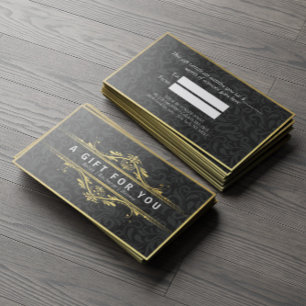 Black & Gold Floral Damask Linen Gift Certificate