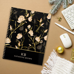 Black Gold Floral Elegance Trendy 2026  planner