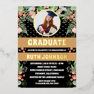 Black Gold Floral Graduation Party Photo