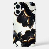 Black & Gold Floral Greige Elegant Dark Moody