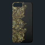 Black & Gold Floral Paisley Lace iPhone 8 Plus/7 Plus Case<br><div class="desc">Vintage elegant gold tones floral paisley lace on black background.</div>