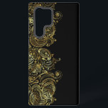 Black & Gold Floral Paisley Lace Samsung Galaxy Case<br><div class="desc">Vintage elegant gold tones floral paisley lace on black background.</div>