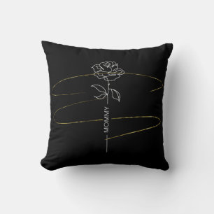 Black & Gold Floral Pillow – Stylish Mum Décor