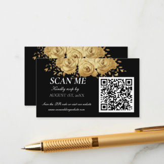 Black Gold Floral Rose Classic Wedding RSVP  Enclosure Card