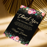 Black Gold Floral Surprise Retirement Party Thank You Card<br><div class="desc">Black Gold Floral Surprise Retirement Party Thank You Card</div>