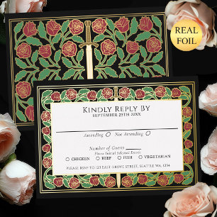 Black Gold Floral Sword Royal Wedding RSVP