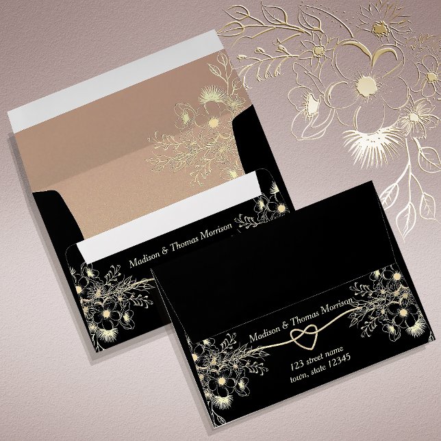 Black Gold Floral Wedding Envelope (Creator Uploaded)