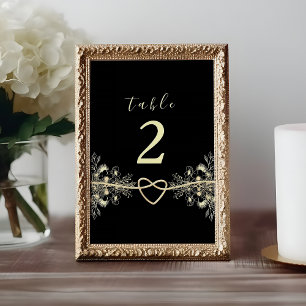 Black Gold Floral Wedding Table Number