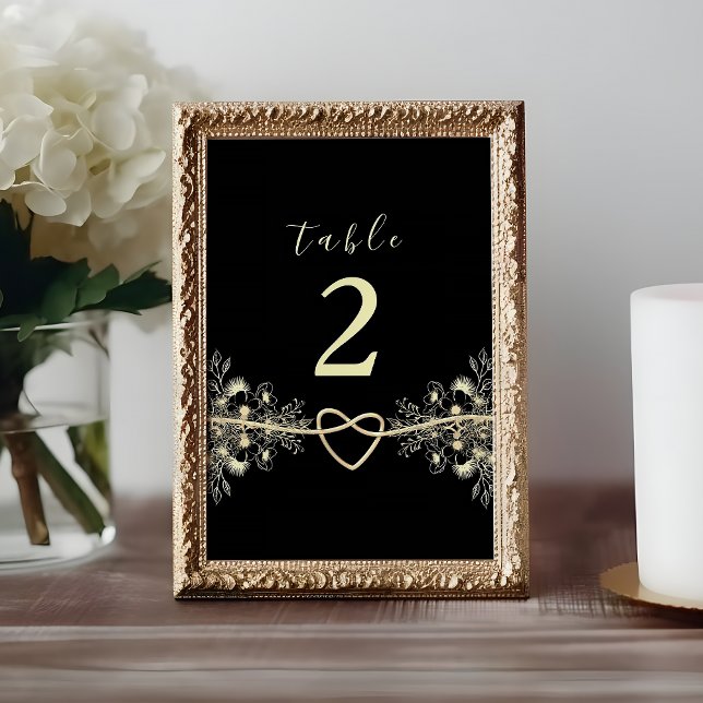 Black Gold Floral Wedding Table Number (Creator Uploaded)