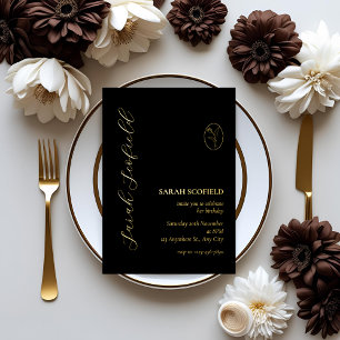 Black & Gold Foil 30th Birthday Invitation
