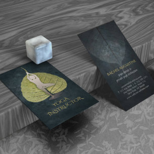 Black & Gold Foil Bodhi Leaf with Yoga Meditation Business Card