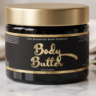 Black & Gold Foil Body Butter Jar Label 