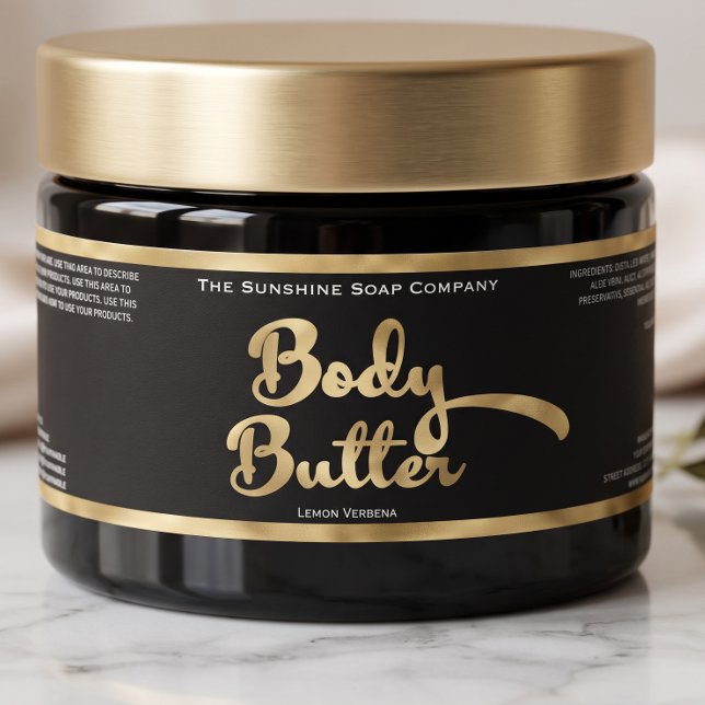 Black & Gold Foil Body Butter Jar Label  (Creator Uploaded)