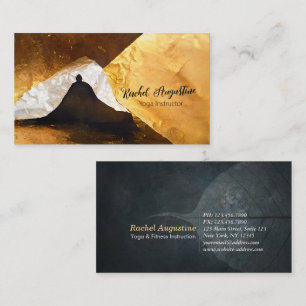 Black Gold Foil Collage Yoga Meditation Instructor Business Card