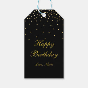 Black & Gold Foil Confetti Dots Party Gift Tag