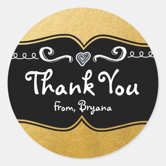 Black & Gold Foil Girls Birthday Party Sticker (Front)