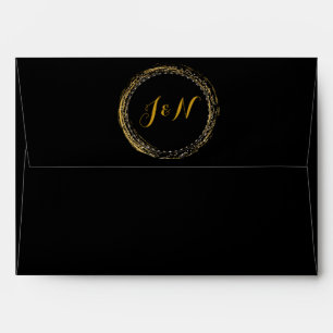 Black & Gold Foil Glamour Circle Chic Envelope