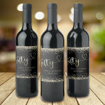 Black Gold Foil Glitter 50th Birthday Wine Label<br><div class="desc">From our popular Black and Gold Foil 50th Birthday Collection</div>