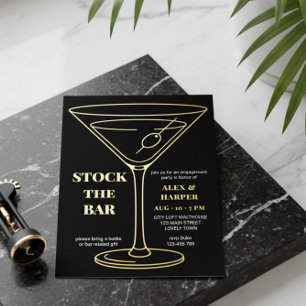 Black Gold Foil Martini Engagement Stock the Bar